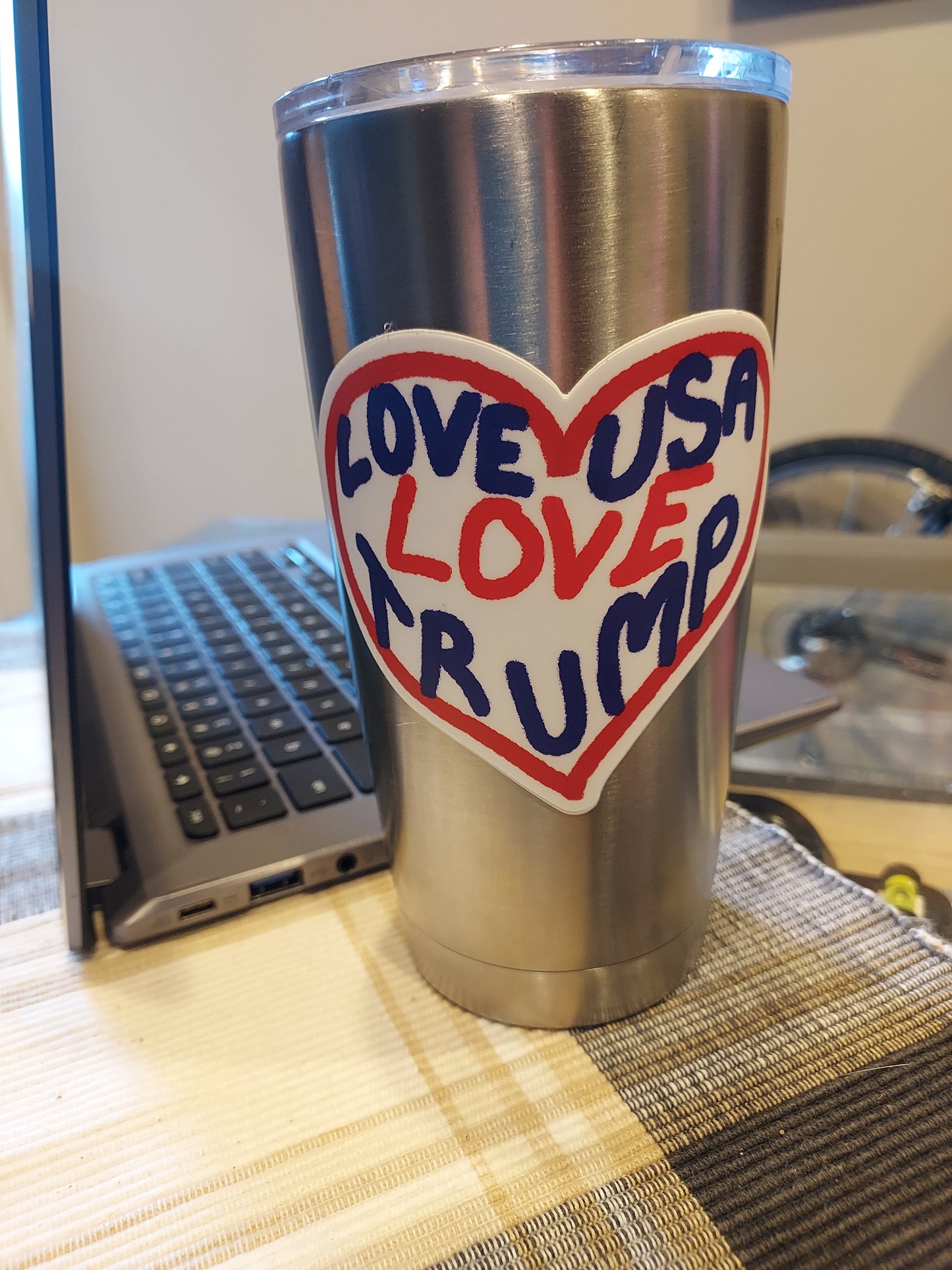 4"x3.3" Vinyl Sticker Love USA Love Trump