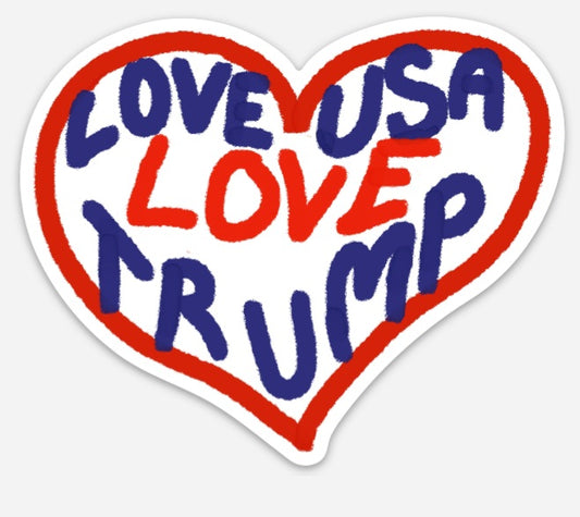 4"x3.3" Vinyl Sticker Love USA Love Trump